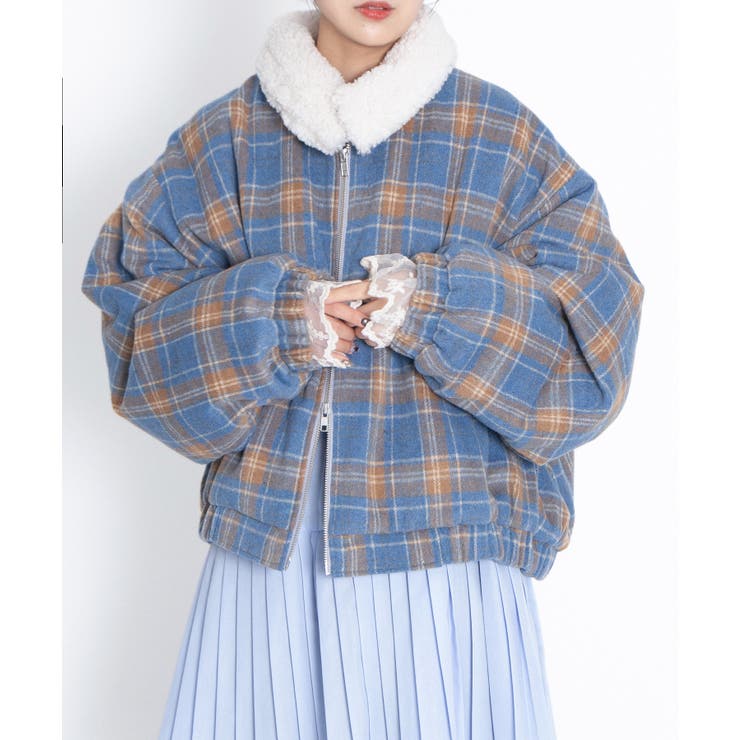 ボア襟チェック柄ブルゾン | PUNYUS  | 詳細画像22 