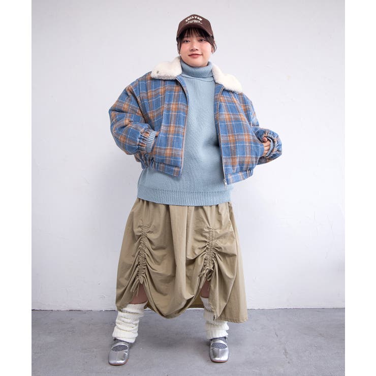 ボア襟チェック柄ブルゾン | PUNYUS  | 詳細画像11 