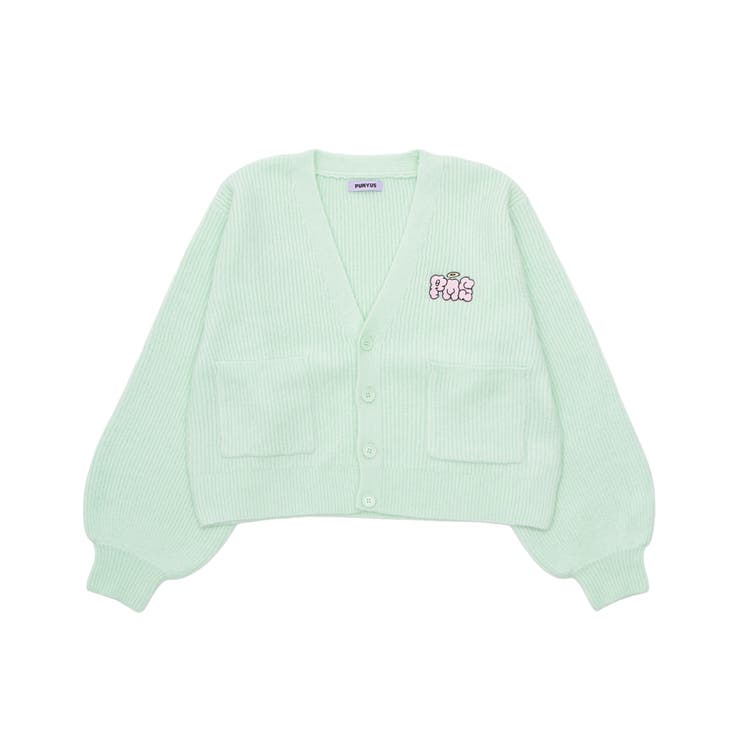 グリーン系その他 | ロゴ刺繍ニットカーディガン | PUNYUS 