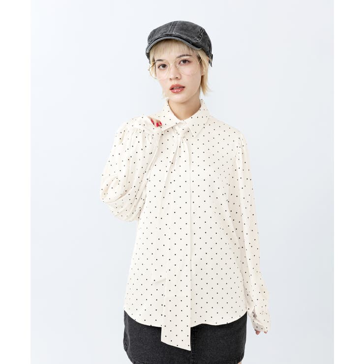 リボン付きドットブラウス | PUNYUS  | 詳細画像1 