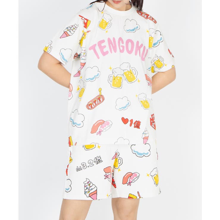 【新サイズ】天国と地獄総柄Tシャツ | PUNYUS  | 詳細画像1 