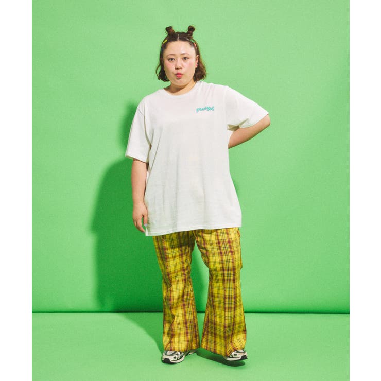 センタープレスチェックフレアパンツ[品番：PNYW0004750