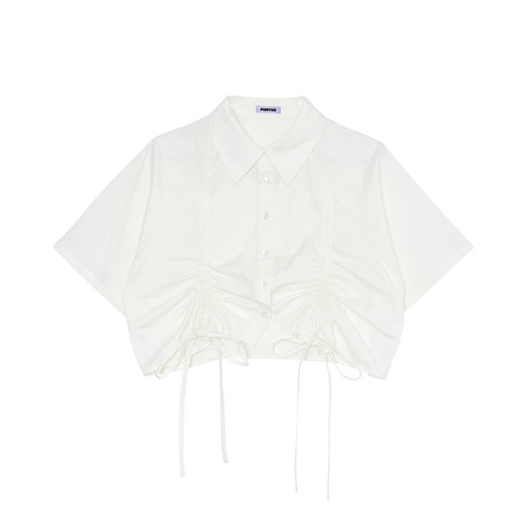ホワイト | クロップド丈ドロストシャツ | PUNYUS 