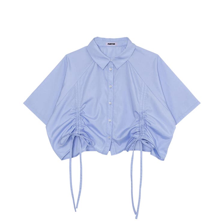 ブルー | クロップド丈ドロストシャツ | PUNYUS 