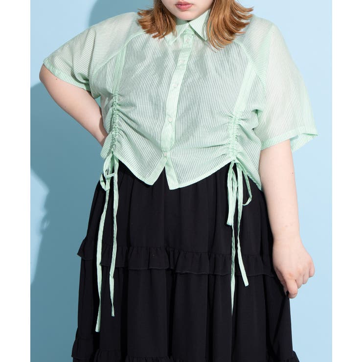 クロップド丈ドロストストライプシャツ | PUNYUS  | 詳細画像1 