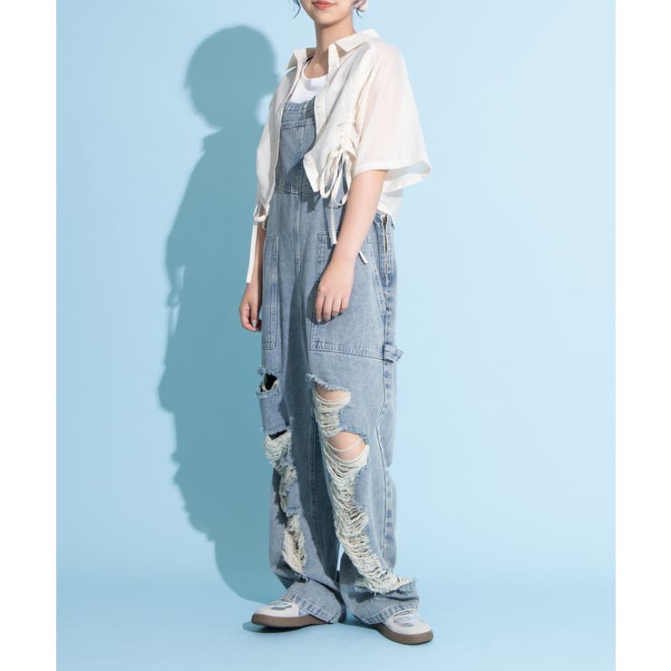 クロップド丈ドロストストライプシャツ | PUNYUS  | 詳細画像14 