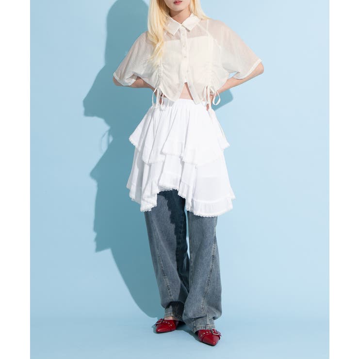 クロップド丈ドロストストライプシャツ | PUNYUS  | 詳細画像11 