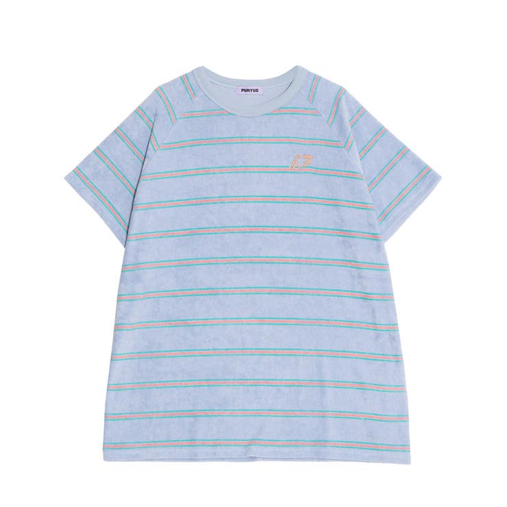サックス | ボーダーパイルビッグＴシャツ | PUNYUS 