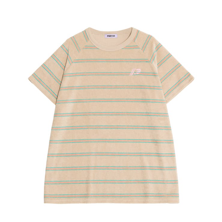 ベージュ | ボーダーパイルビッグＴシャツ | PUNYUS 