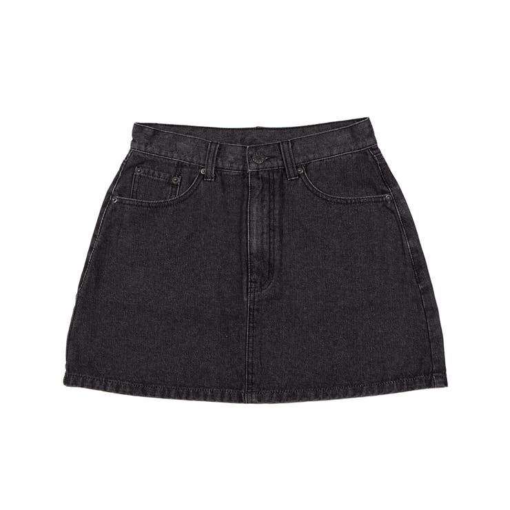 ブラック | 台形デニムミニスカート | PUNYUS 