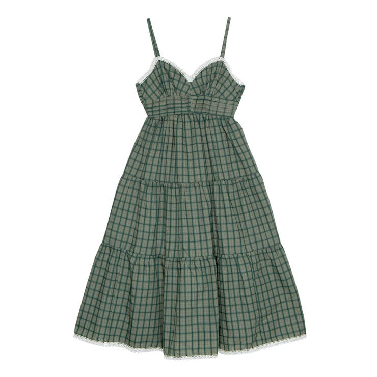 グリーン | チェック柄キャミワンピース | PUNYUS 