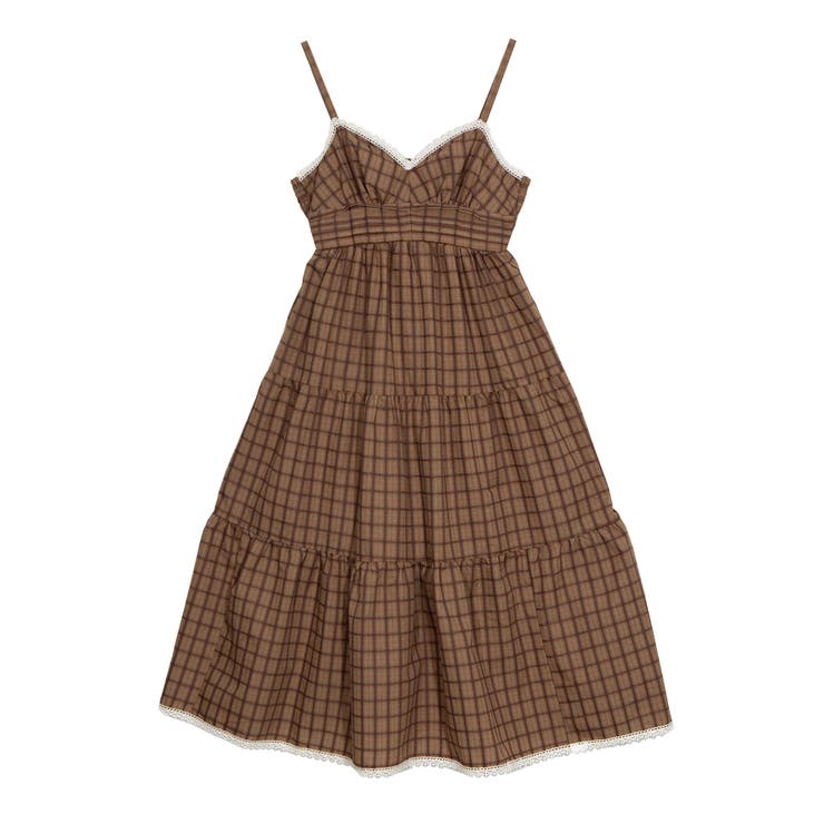 ブラウン | チェック柄キャミワンピース | PUNYUS 