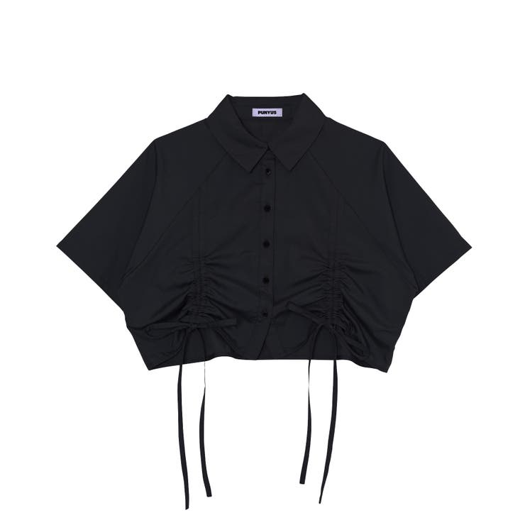 ブラック | クロップド丈ドロストシャツ | PUNYUS 