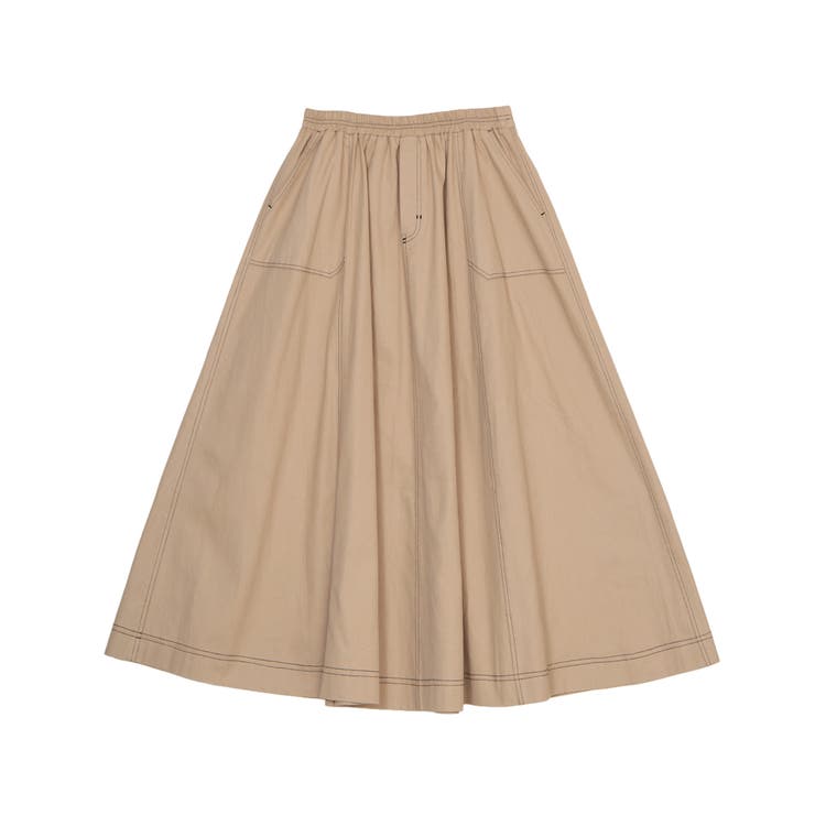 ベージュ | ステッチフレアロングスカート | PUNYUS 
