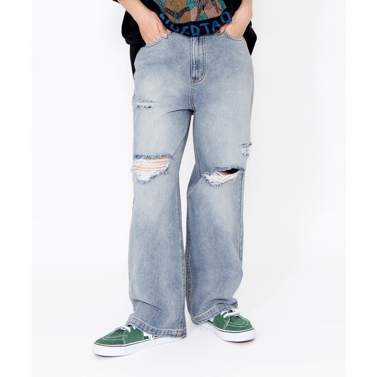 ダメージレギュラーデニムパンツ | PUNYUS  | 詳細画像1 