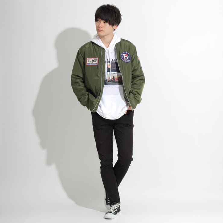 中綿入り ワッペン付MA1ミリタリージャケット[品番：RADM0000205
