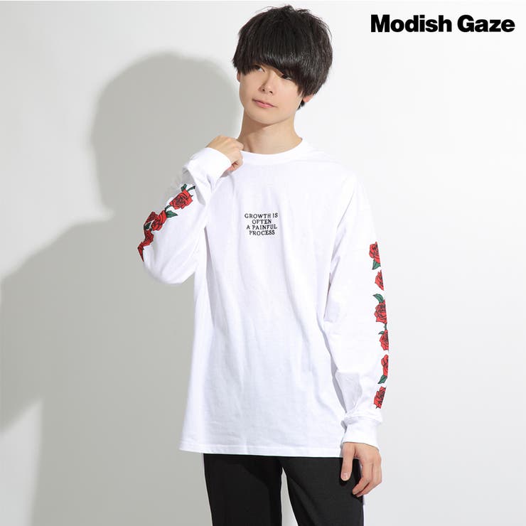 袖プリント ロンT(薔薇)[品番：RADM0000229]｜MODISH GAZE（モ
