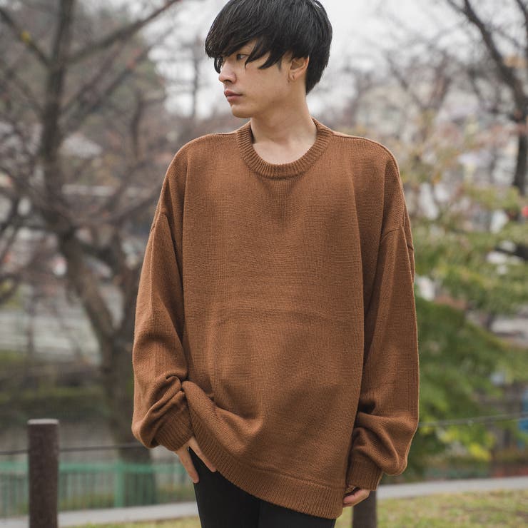 モヘアタッチアクリル オーバーサイズ クルーニット[品番