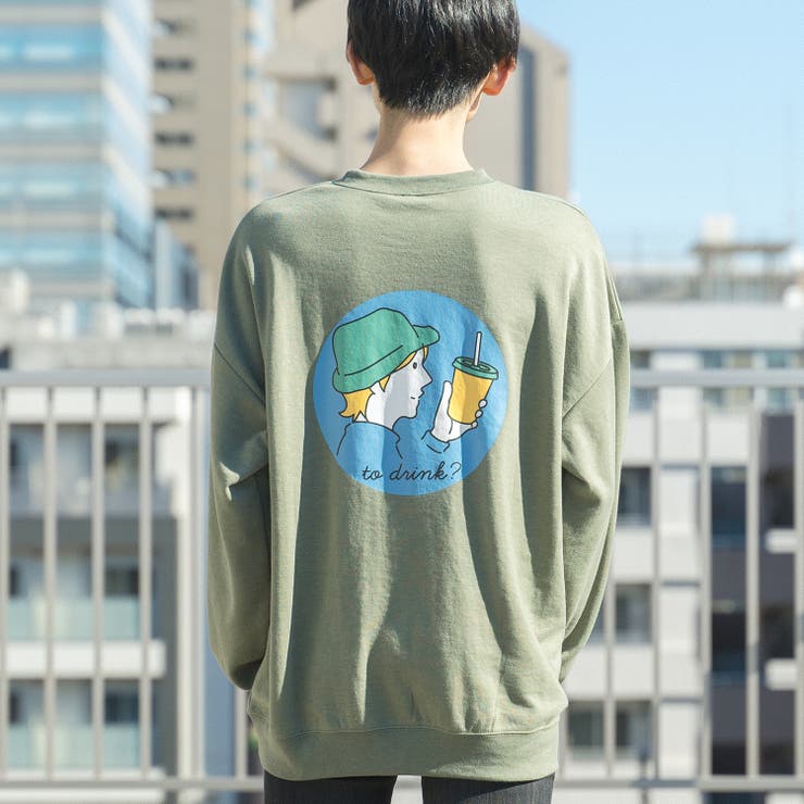 バックプリント ビッグスウェットトレーナー ゆるカラー