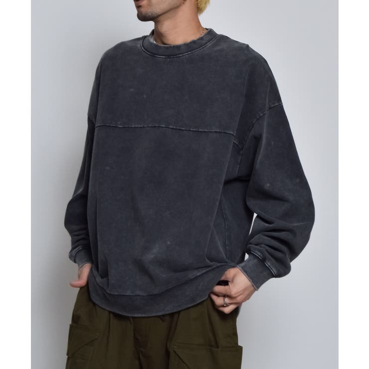 ブラック | スノーウォッシュコットンドロストプルオーバーロンT | MODISH GAZE