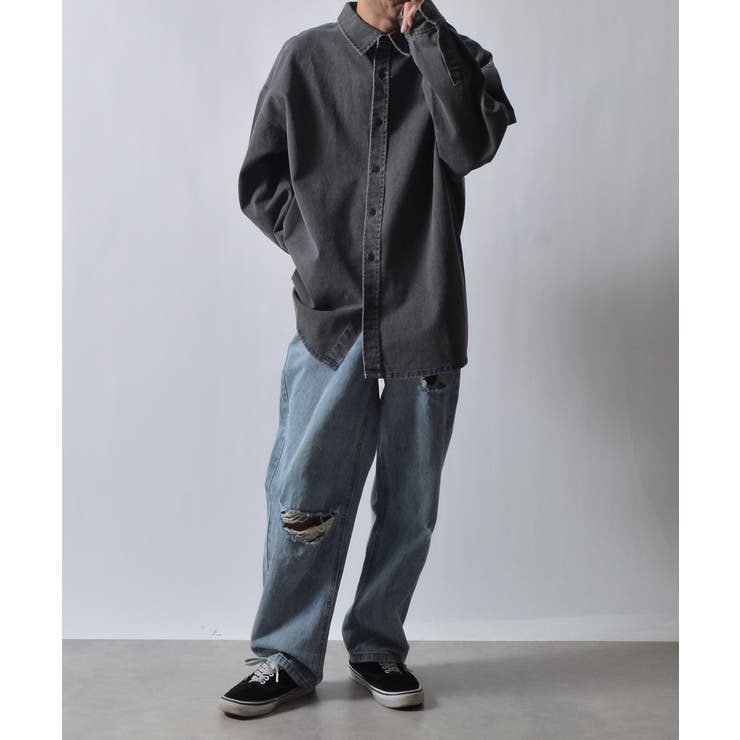 スノーウォッシュヴィンテージ風コットンシャツ | MODISH GAZE | 詳細画像21 