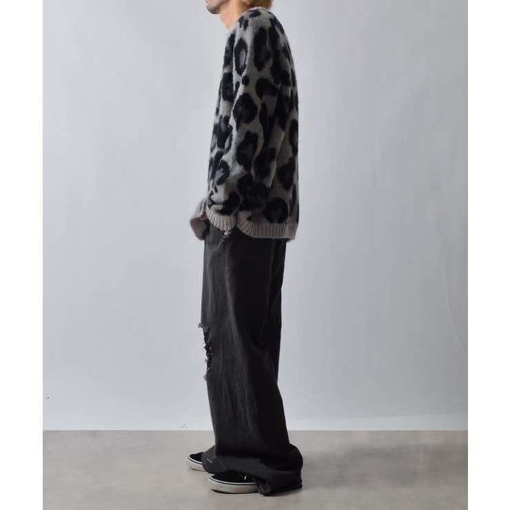 レオパードショートシャギークルーネックラグランニット | MODISH GAZE | 詳細画像13 