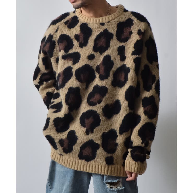レオパードショートシャギークルーネックラグランニット | MODISH GAZE | 詳細画像2 