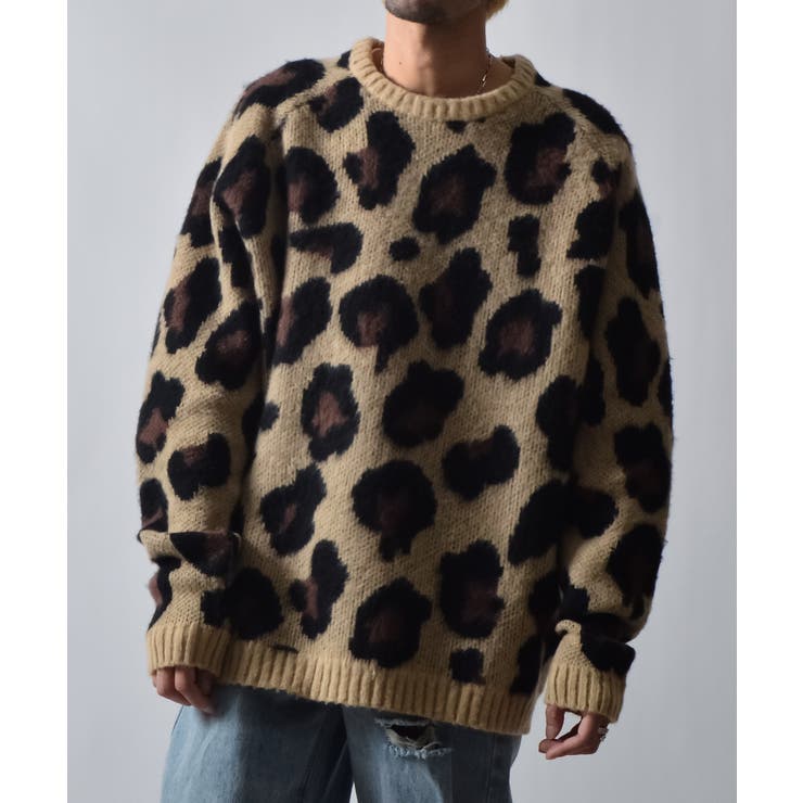 レオパードショートシャギークルーネックラグランニット | MODISH GAZE | 詳細画像3 