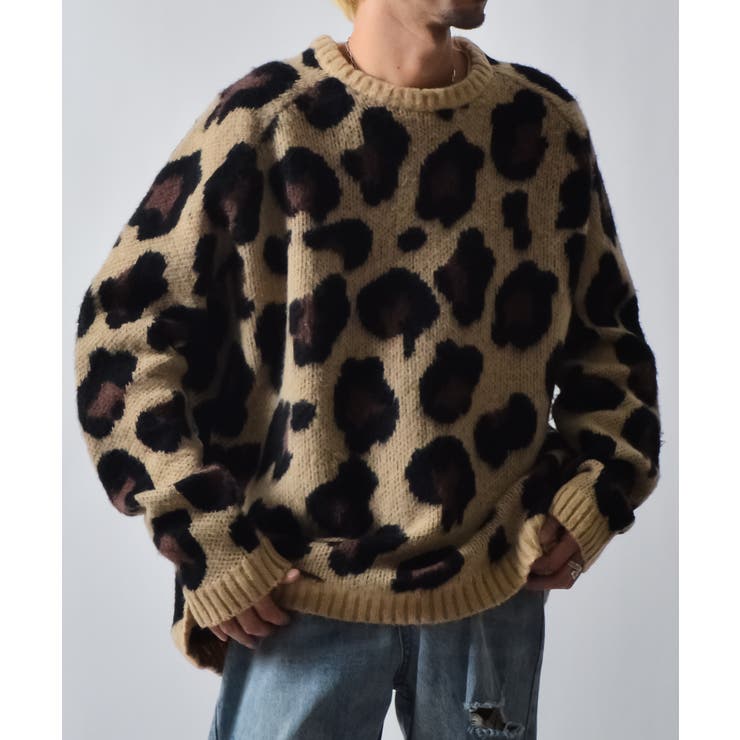 レオパードショートシャギークルーネックラグランニット | MODISH GAZE | 詳細画像4 