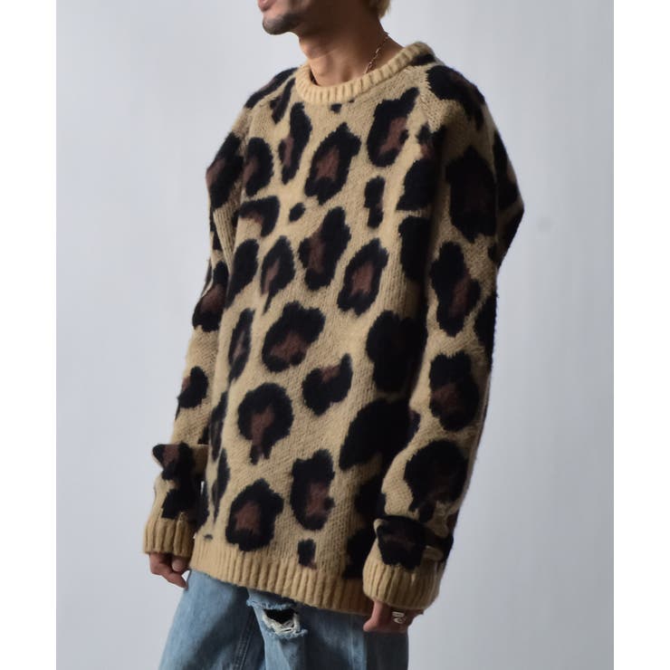 レオパードショートシャギークルーネックラグランニット | MODISH GAZE | 詳細画像5 