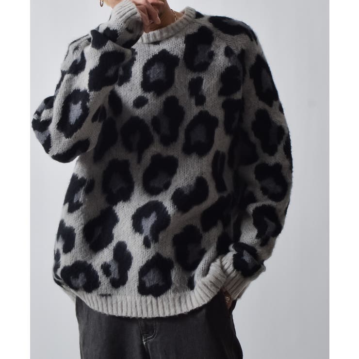 レオパードショートシャギークルーネックラグランニット | MODISH GAZE | 詳細画像9 