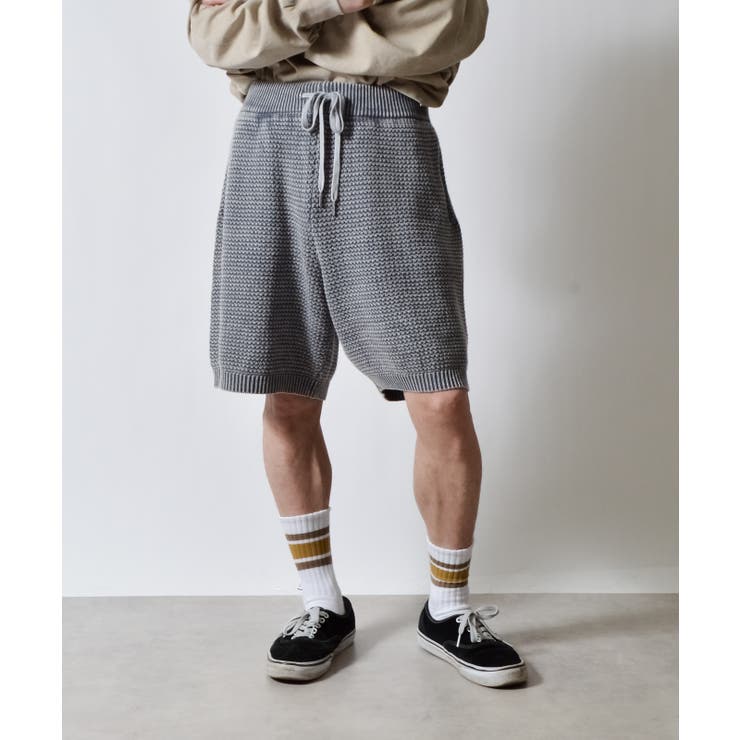 グレー | ピグメントワッフルニットイージーハーフパンツ | MODISH GAZE