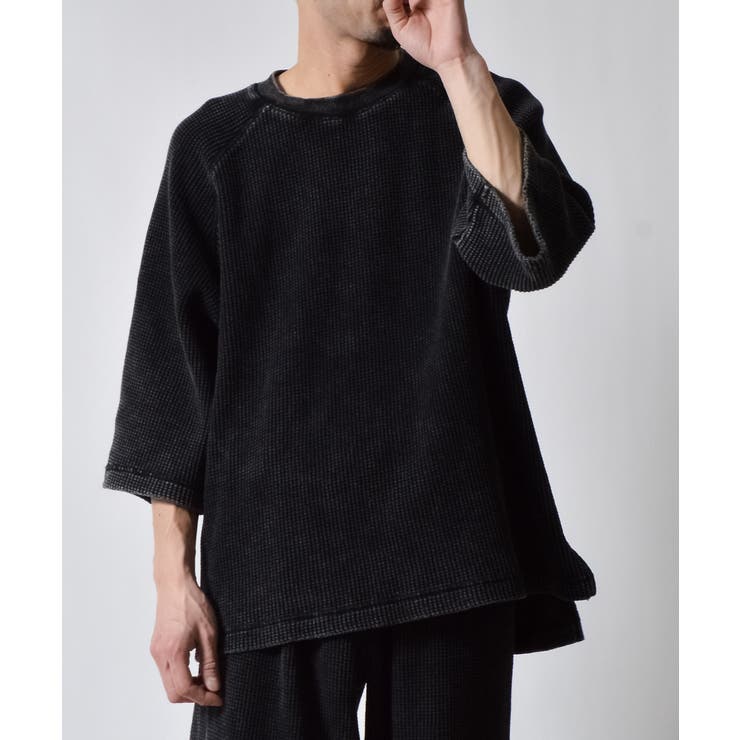 スノーウォッシュ5分袖ラグランオーバーサイズワッフルTシャツ | MODISH GAZE | 詳細画像3 