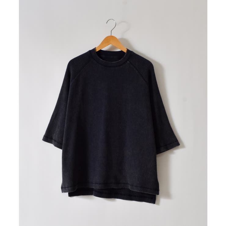 スノーウォッシュ5分袖ラグランオーバーサイズワッフルTシャツ | MODISH GAZE | 詳細画像9 