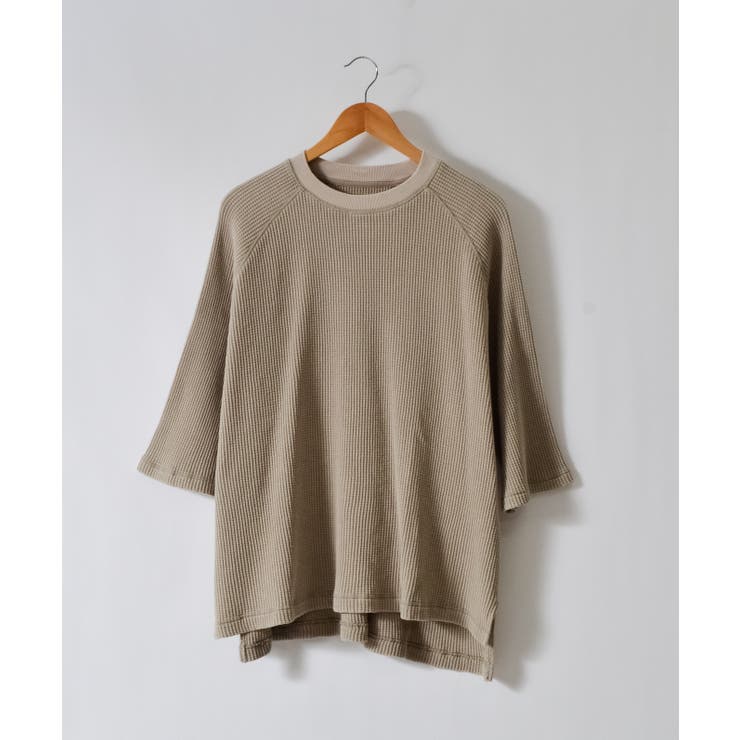 スノーウォッシュ5分袖ラグランオーバーサイズワッフルTシャツ | MODISH GAZE | 詳細画像10 