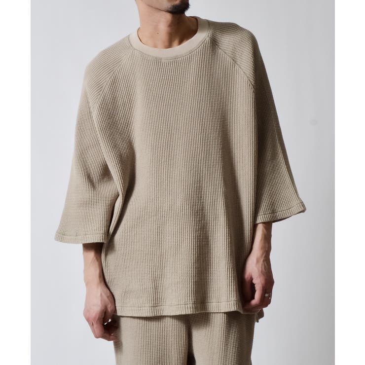 スノーウォッシュ5分袖ラグランオーバーサイズワッフルTシャツ | MODISH GAZE | 詳細画像6 