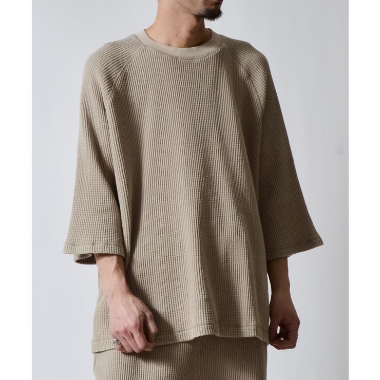 スノーウォッシュ5分袖ラグランオーバーサイズワッフルTシャツ | MODISH GAZE | 詳細画像7 