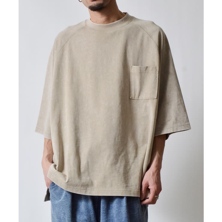 スノーウォッシュラグランポケット付きコットン半袖Tシャツ | MODISH GAZE | 詳細画像2 