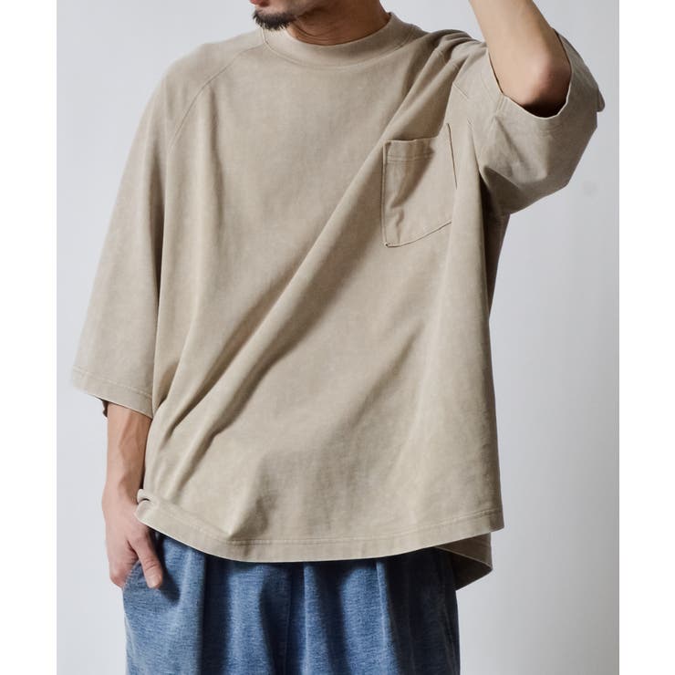 スノーウォッシュラグランポケット付きコットン半袖Tシャツ | MODISH GAZE | 詳細画像3 