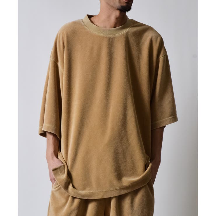 ベージュ | スノーウォッシュクルーネックパイルTシャツ | MODISH GAZE