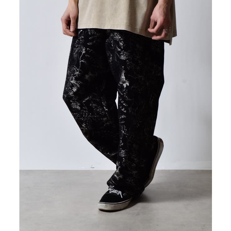 ブラック | 花柄ゴブランイージーワイドパンツ | MODISH GAZE