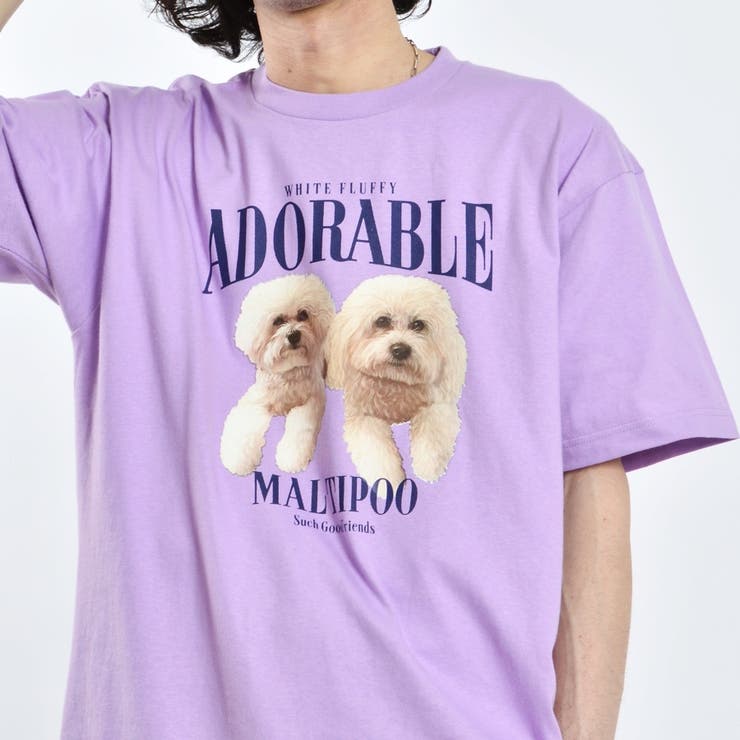 パープル | アニマルプリントTシャツ DOGプリント | ＆soiree