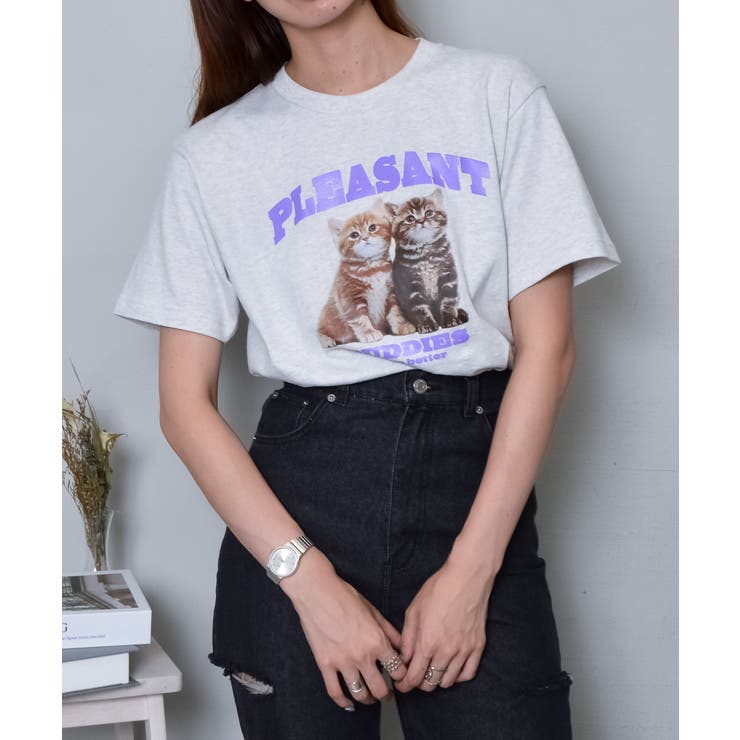 オートミール | アニマルプリントTシャツ  CATプリント | ＆soiree