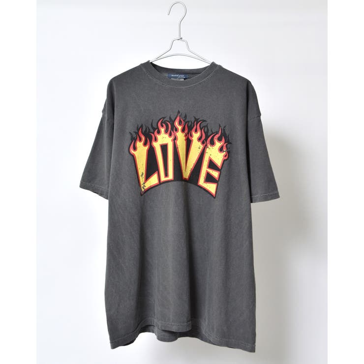 LOVEロゴプリント ピグメント加工 ビッグシルエットTシャツ[品番