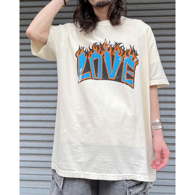 LOVEロゴプリント ピグメント加工 ビッグシルエットTシャツ[品番 ...