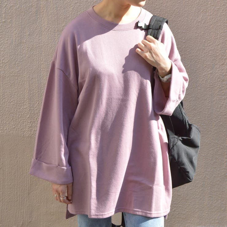 シャドーピンク | 【spiritoso】ミニ裏毛 袖ロールアップ BIGプルオーバー | ＆soiree