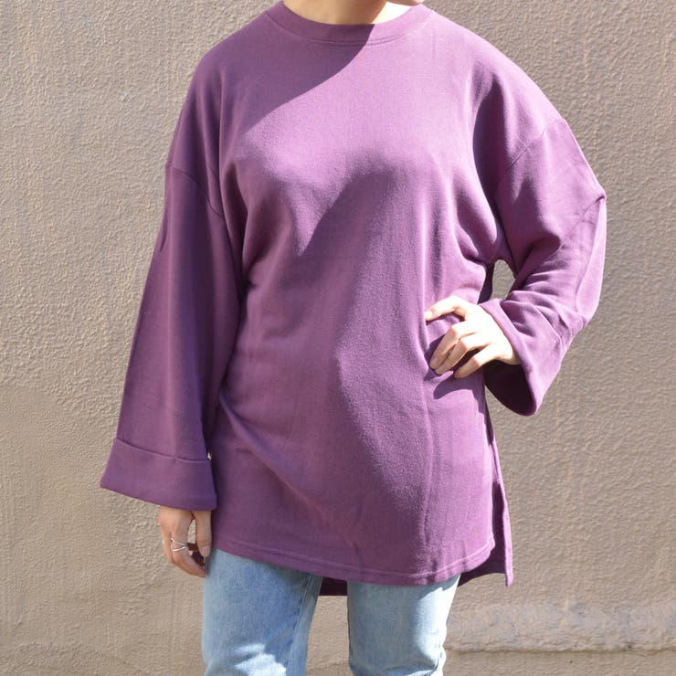 シャドーパープル | 【spiritoso】ミニ裏毛 袖ロールアップ BIGプルオーバー | ＆soiree