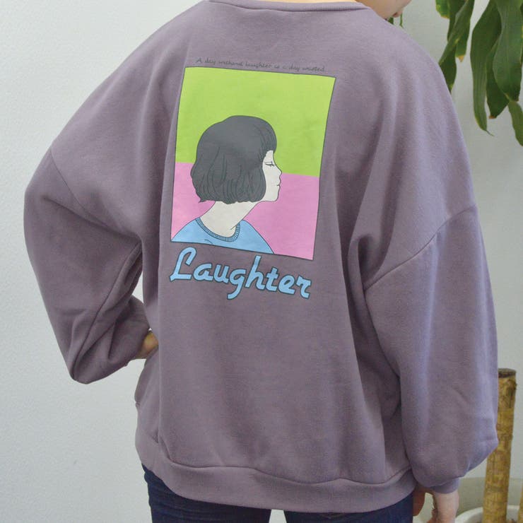 アッシュパープル | 裏起毛プルオーバー(ガール イラスト) トレーナー | ＆soiree