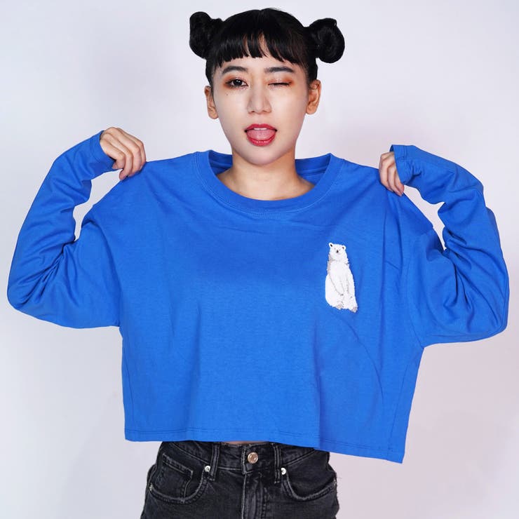 シロクマ刺繍クロップドロンT 白 クマ | ＆soiree | 詳細画像9 