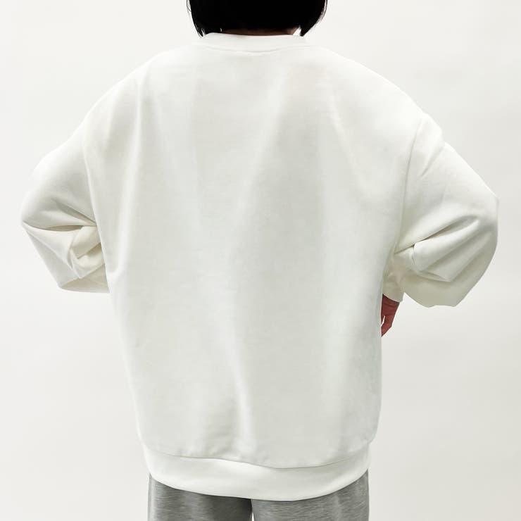 mayu様　ホワイト トレーナー 背面シアー プリント 裏起毛宇宙プリントトレーナー レディース 韓国[品番：RADM0000788